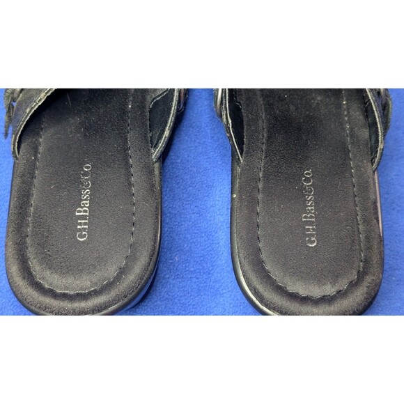 GH Bass PORTER Mule Clogs Black Suede W/Woven Front Buckle Preowned Womens Sz 8M - Picture 11 of 11